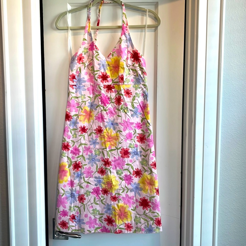 J. McLaughlin floral cotton halter dress